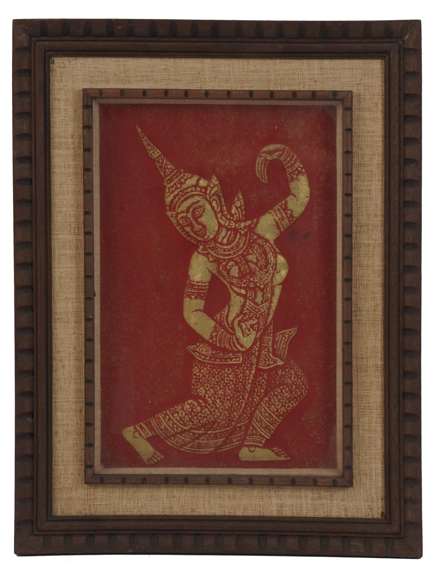 TWO MID CENTURY THAI TEMPLE RUBBINGS WITH DANCERS PIC-1